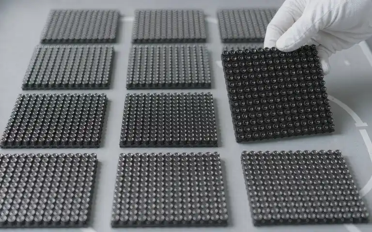 Factory inspection of LED screen modules for lamp and mask consistency